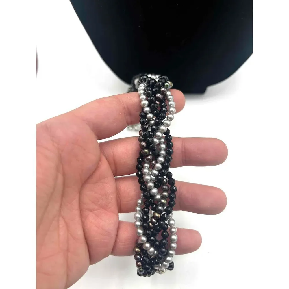 Multi Colored Strand Choker Pearl Necklace - Picture 2 of 3